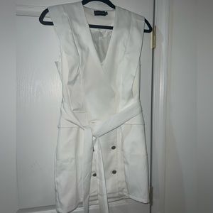 White low cut dress with buttons